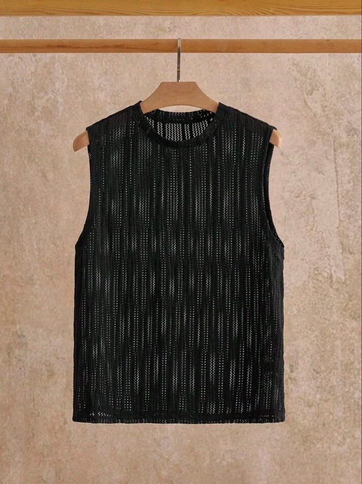 Bonga Boys Man's Casual Knitted Jacquard Fitted Tank Top